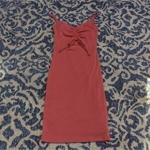 21 Saints mini tight dress cinch bust spaghetti straps coral Pink spring summer